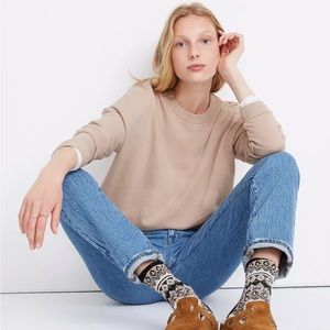 Madewell Recycled Cotton Oversized Sweater Size Large Tan Crew Neck